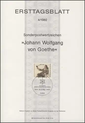 ETB 04/1982 Johann Wolfgang von Goethe, Dichter