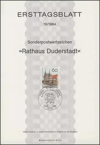 ETB 18/1984 Hôtel de ville de Duderstadt