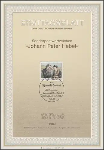 ETB 09/1985 Johann Peter Hebel, Dichter