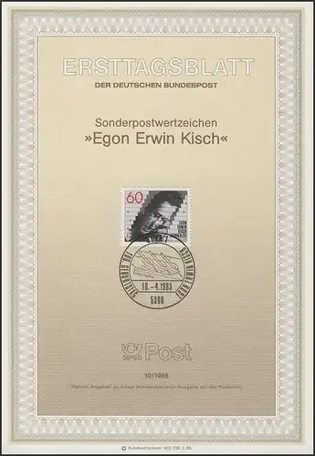 ETB 10/1985 - Egon Erwin Kisch, écrivain