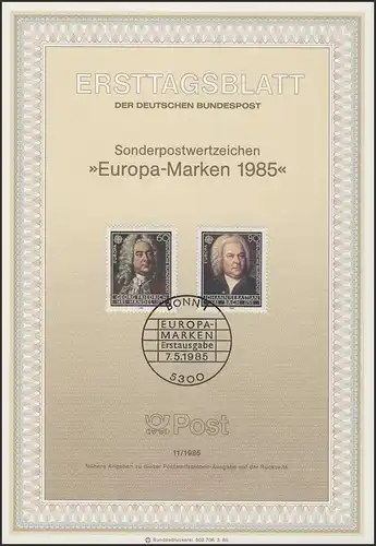 ETB 11/1985 Europa: Musik, Händel, Bach
