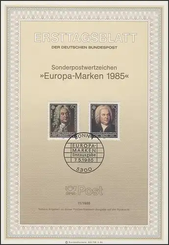 ETB 11/1985 Europe: Musique, Hagenl, Bach