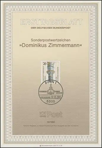 ETB 13/1985 Dominikus Zimmermann, Baumeister