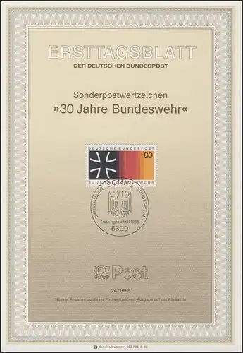ETB 24/1985 Grundgedanken der Demokratie: 30 Jahre Bundeswehr