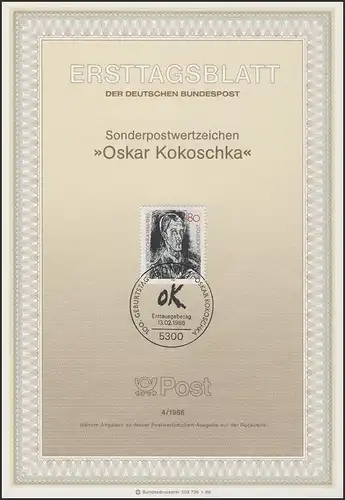 ETB 04/1986 Oskar Kokoschka, Dichter