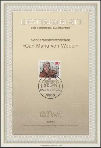 ETB 12/1986 Carl Maria von Weber, Komponist