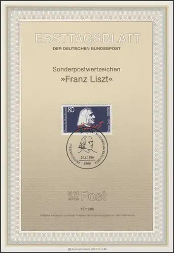 ETB 13/1986 Franz Liszt, Komponist