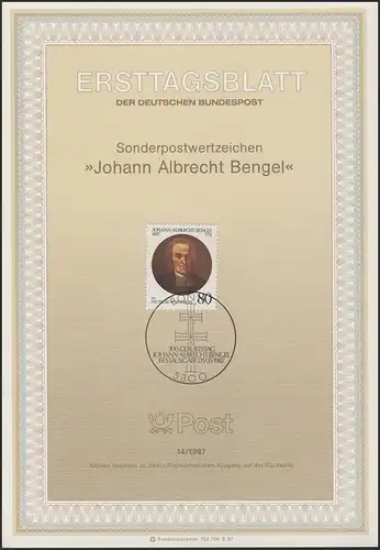 ETB 14/1987 Johann Albrecht Bengel, Theologe