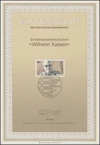 ETB 15/1987 Wilhelm Kaisen, Politiker