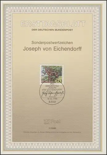 ETB 07/1988 Joseph von Eichendorf, Dichter