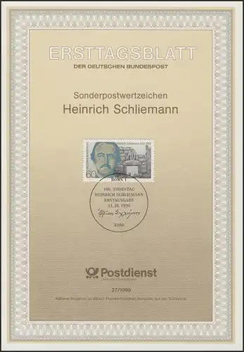 ETB 27/1990 Heinrich Schliemann, Altertumsforscher