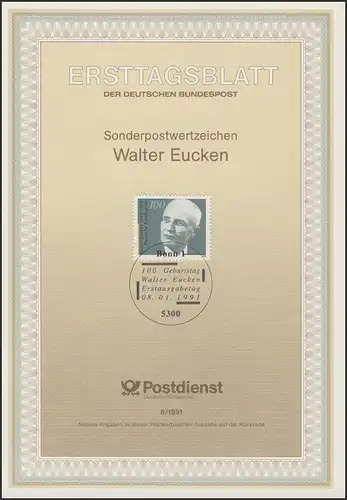 ETB 06/1991 Walter Eucken, Volkswirtschaftler