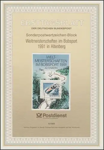 ETB 08/1991 - Bloc: Bobsport, Altenberg