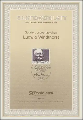 ETB 14/1991 Ludwig Windthorst, Politiker