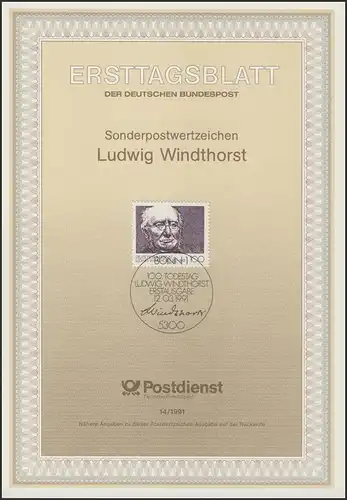 ETB 14/1991 Ludwig Windthorst, politicien