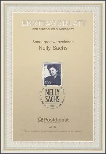 ETB 46/1991 Nelly Sachs, Schriftstellerin