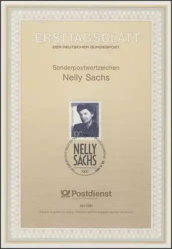 ETB 46/1991 Nelly Sachs, écrivain