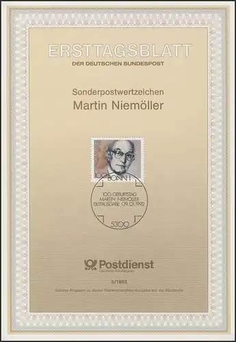 ETB 03/1992 Martin Niemöller, Theologe