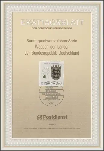 ETB 05/1992 - Wappen der Länder: Baden-Würtemberg