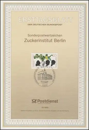 ETB 10/1992 - Zuckerinstut, Berllin