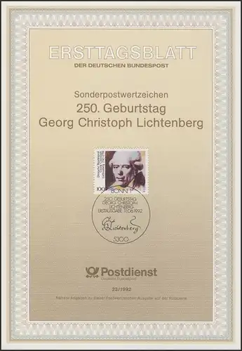 ETB 23/1992 - Georg Christoph Lichtenberg, Schriftsteller