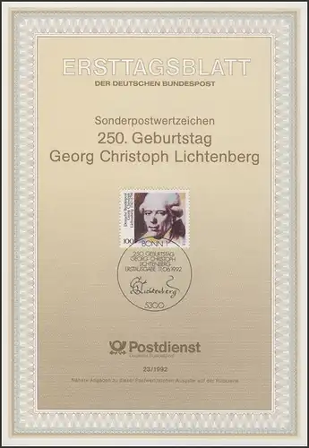 ETB 23/1992 Georg Christoph Lichtenberg, écrivain