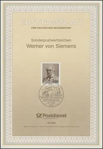 ETB 46/1992 Werner von Siemens, Industrieller