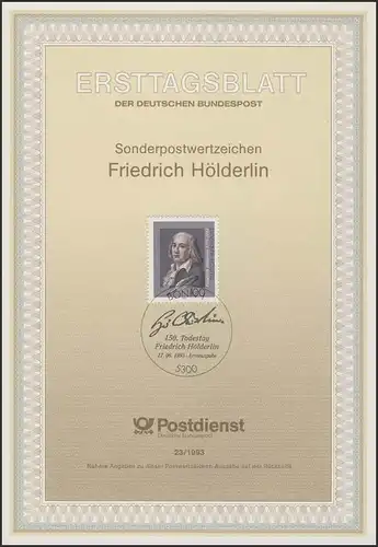 ETB 23/1993 - Friedrich Hölderlin, Dichter
