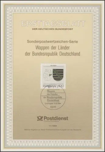 ETB 11/1994 Armoiries des Länder: Saxe