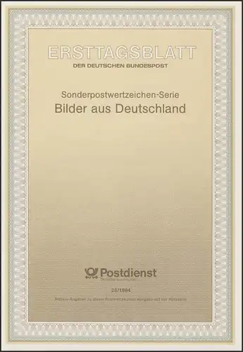 ETB 23/1994 Images de l'Allemagne: Alpes, Mirzgebirge, Maintal, Parc national de Müritz