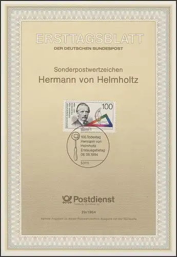ETB 29/1994 Hermann von Helmholtz, Naturforscher
