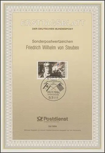 ETB 39/1994 Friedrich Wilhelm von Steuben