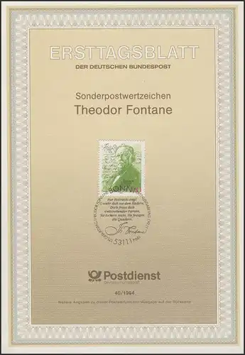 ETB 40/1994 - Theodor Fontane, Dichter