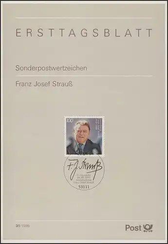 ETB 31/1995 Franz Josef Strauß, Politiker
