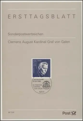 ETB 09/1996 - Clemens August Comte de Galen, évêque