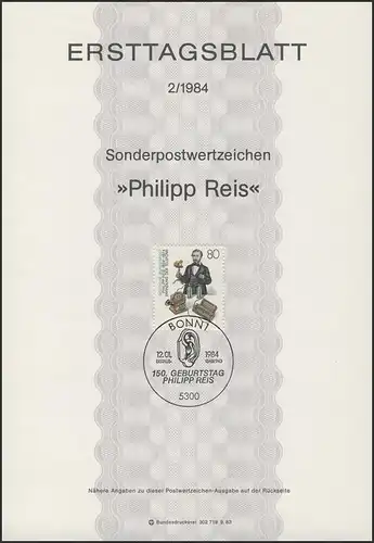ETB 02/1984 Philipp Reis, physicien, inventeur Téléphone