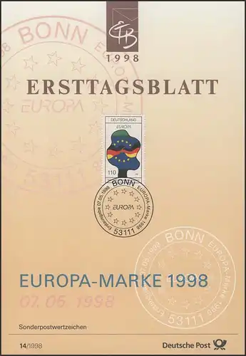 ETB 14/1998 Europa, Feiertage, Tag der Dt. Einheit