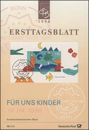 ETB 10/1998 Bloc: Enfants, Animaux marins