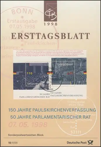 ETB 15/1998 Block: Parlamentarischer Rat, Paulskirche