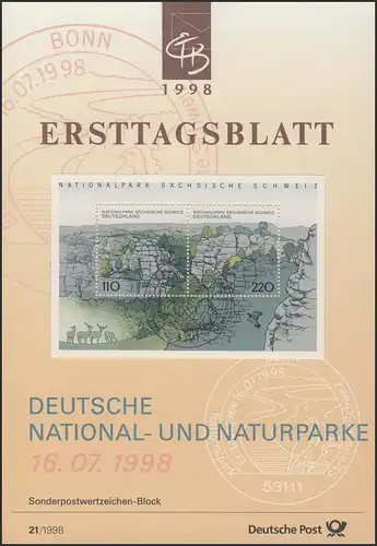ETB 21/1998 Bloc: Parc national de la Suisse Saxonne
