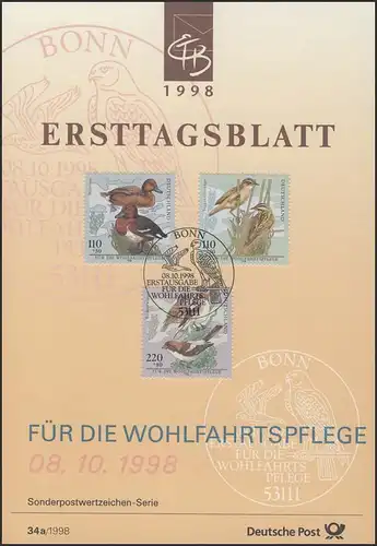 ETB 34+34a/1998 Wofa: Espèces d'oiseaux menacées