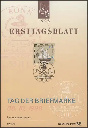 ETB 37/1998 Tag der Briefmarke Postjacht Hiorten