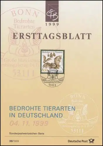 ETB 39/1999 Bedrohte Tierarten, Fledermaus