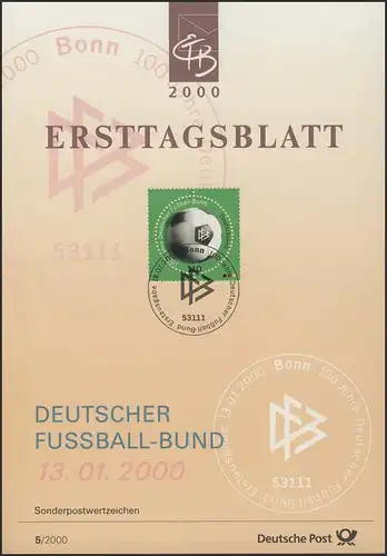 ETB 05/2000 DFB, Fußball, RUNDE Briefmarke!