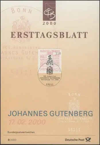 ETB 09/2000 Johannes Gutenberg, Erfinder des Buchdrucks