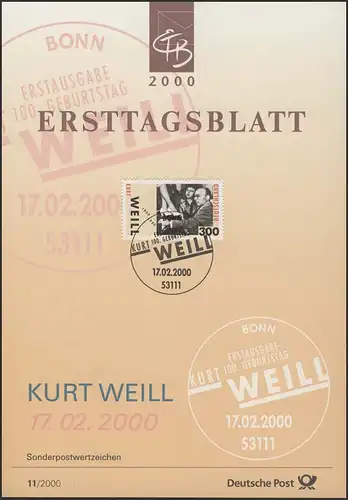 ETB 11/2000 Kurt Weill, Komponist