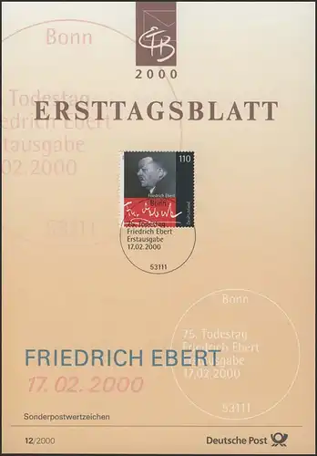 ETB 12/2000 Friedrich Ebert, Politiker
