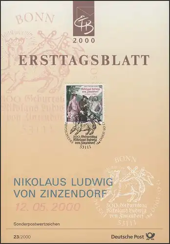 ETB 23/2000 Nikolaus Ludwig Graf von Zinzendorf