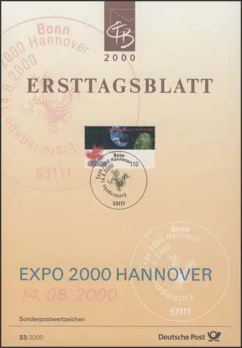 ETB 33/2000 EXPO 2000, empreinte digitale