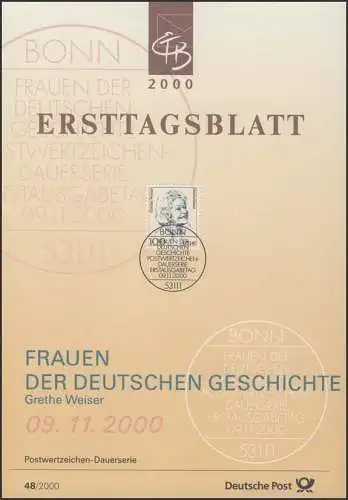 ETB 48/2000 Frauen 100 Pf/0,51 Euro Grethe Weiser